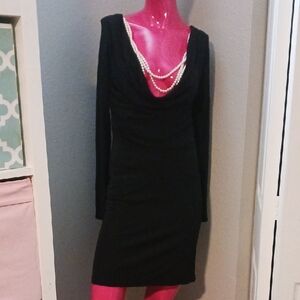 INC International Concepts Black Long Sleeve Dress